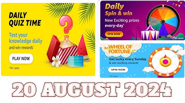 Amazon Quiz Answers Today | 02 August 2024 | @dailyquiztime #amazonfunzon
