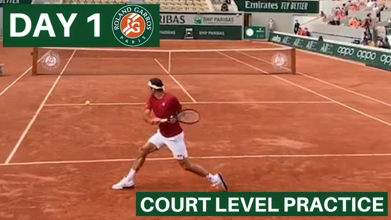 Roger Federer FULL Court Level Practice French Open 2021 Day 1