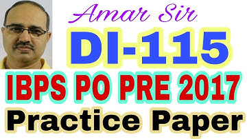 IBPS PO PRE 2017 | Data Interpretation Questions-115 | Practice Paper | Unique Solution #Amar Sir