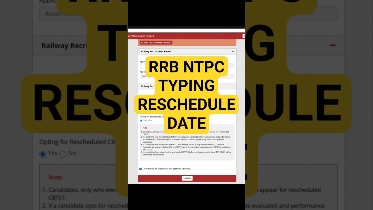 RRB NTPC GRAD RETYPING OPTION DATE 8TH-13TH JAN 😊😊 