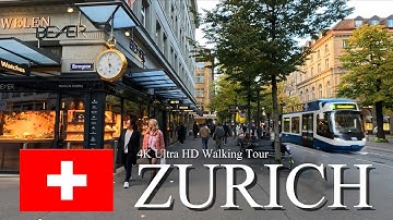 Zurich, Switzerland 🇨🇭 | Autumn Walking Tour of the Most Beautiful City in 4K Ultra HD 60fps