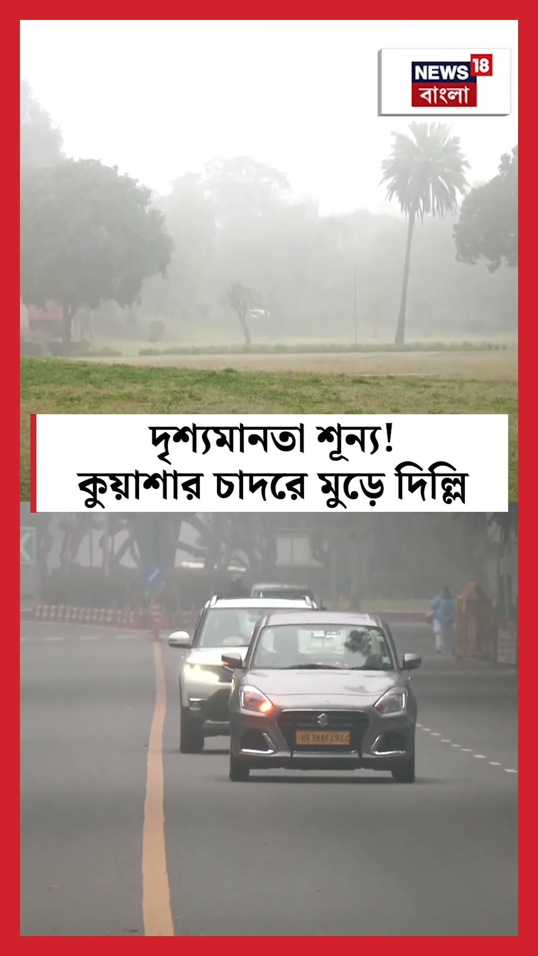 দৃশ্যমানতা শূন্য! কুয়াশার চাদরে মুড়ে Delhi | N18S #shorts