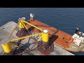 Tripod Foundation Assembly on Transport Barge – Offshore Wind Infrastructure Preparation