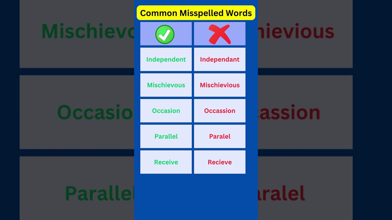 Common Misspelled Words English