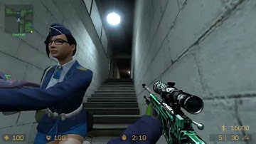 CS Source Train, 8 expert vs 15 normal bots, 15 round win match as a CT force.