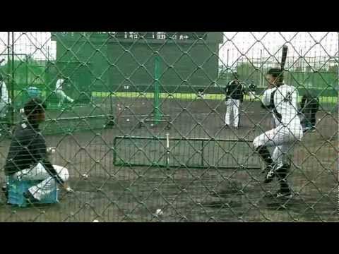 荻野貴ティー打撃（ロッテキャンプ2013.2.9）
