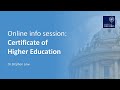 Certificate of higher education  online information session