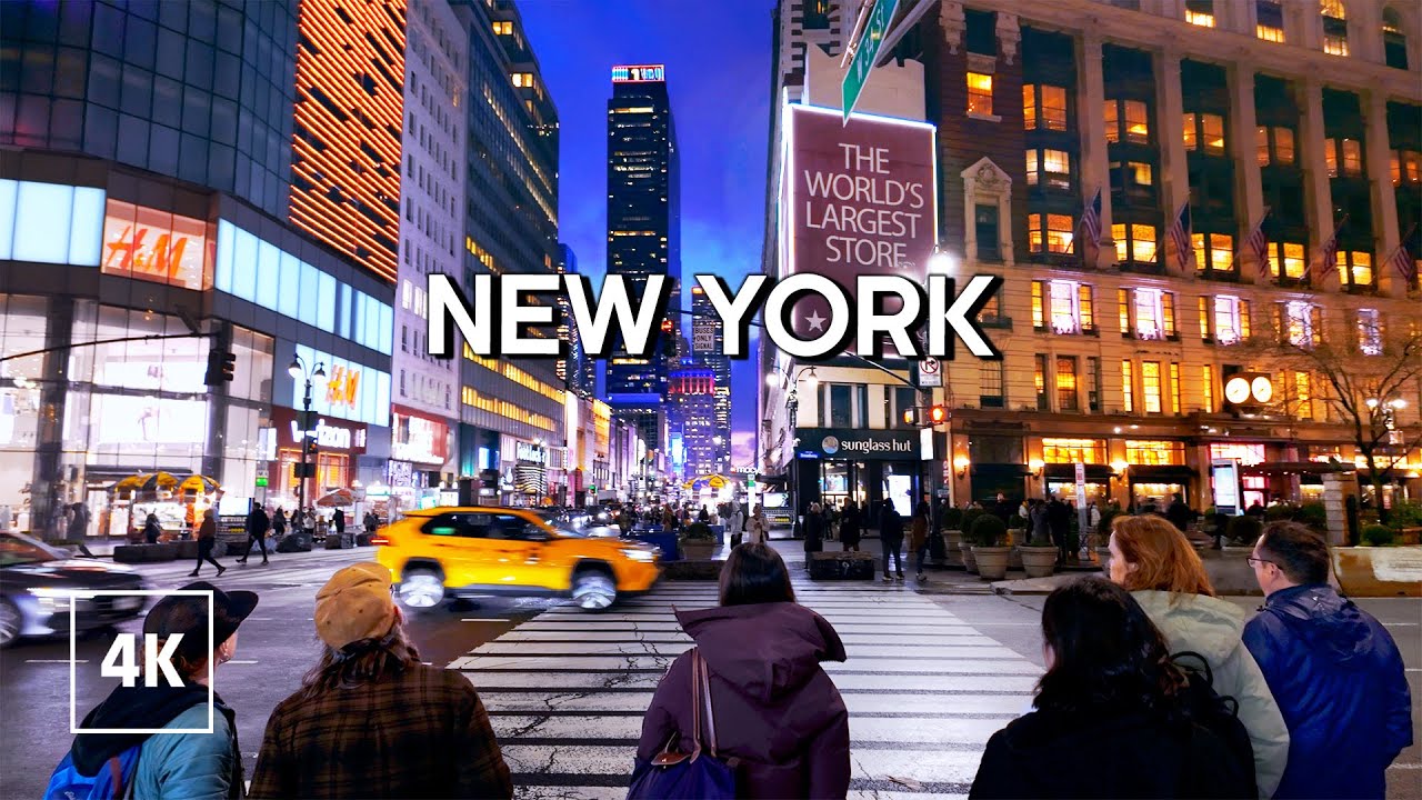 New York, Amerika Serikat | manhattan | Jelajah Kota Malam 4K