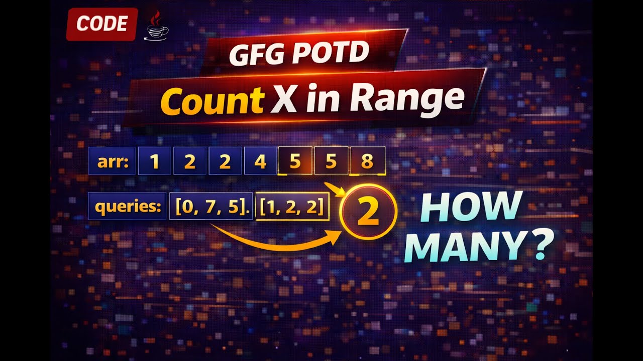 Count X in Range of Sorted Array | GFG POTD | Binary Search | Java ...