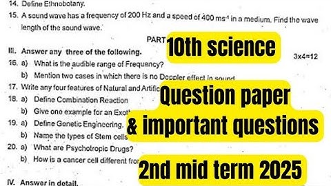 10th science question paper & Final minute questions-2nd mid term 2025