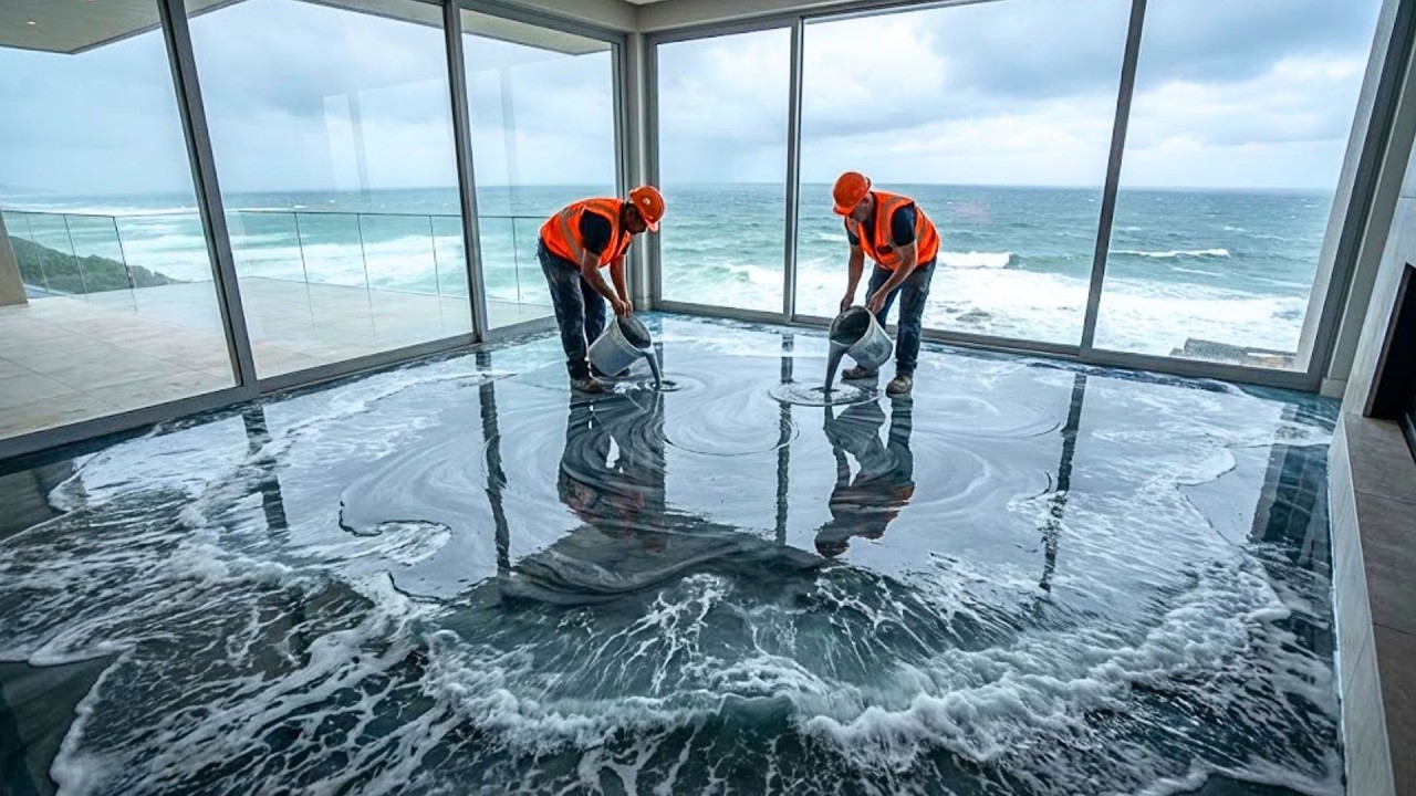 Top 6 Stormy Ocean Epoxy Floors Featuring Grey Waves with Realistic Foam Details