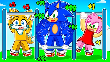 MAX LEVEL Strength in Pull Up Simulator with Sonic, Tails, & Amy in Roblox!