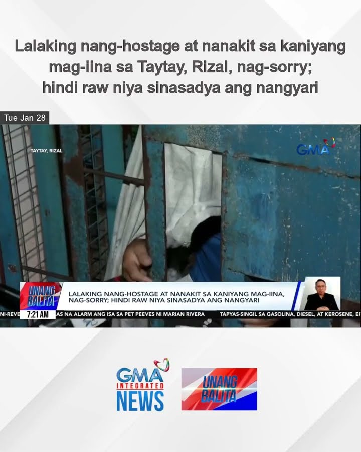 Lalaking nang-hostage at nanakit sa kaniyang mag-iina sa Taytay, Rizal, nag-sorry;... | Unang Balita