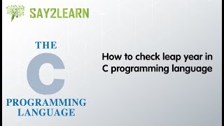 How to check leap year in C programming
