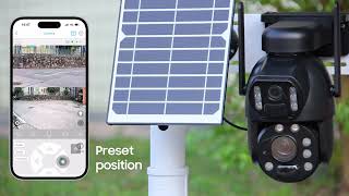 4K 8MP Solar Powered Camera 10X Optical Zoom 4G Outdoor PIR Dection Dual Screen Color Night Vision