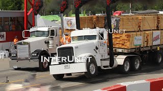Semi Trucks Drag Race 140,000 lbs Loaded Kenworth vs Freightliner vs Mack vs Peterbilt vs Ford