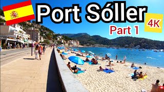 ⁴ᴷ PORT de SOLLER walking tour 🇪🇸 boats, trains and beach, Mallorca, majorca Spain (Part 1) 4K