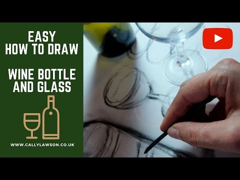 How To Draw a WINE BOTTLE - easy beginners tutorial