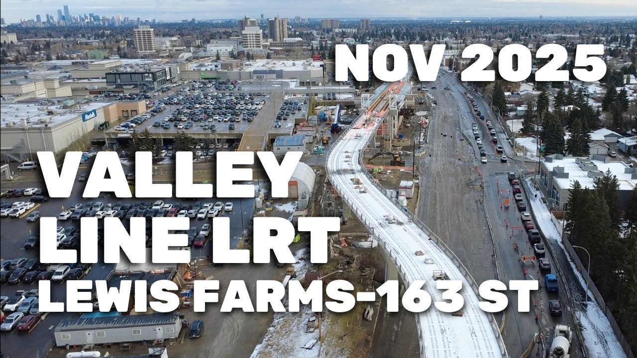 Edmonton Valley Line West LRT Update – Lewis Farms to 163 St (November 2025) [Drone 4K]