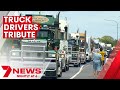 Two Central Queensland truck drivers killed in a crash have been farewelled with a convoy | 7NEWS