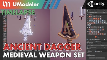 3D Modeling in Unity - Timelapse of Modeling & Unwrapping an Ancient Dagger of Medieval Weapon Set