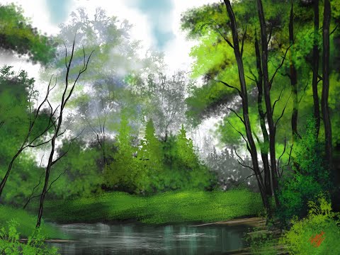 Comment peindre Bob Ross style Artrage-Brush Démo Concept Art