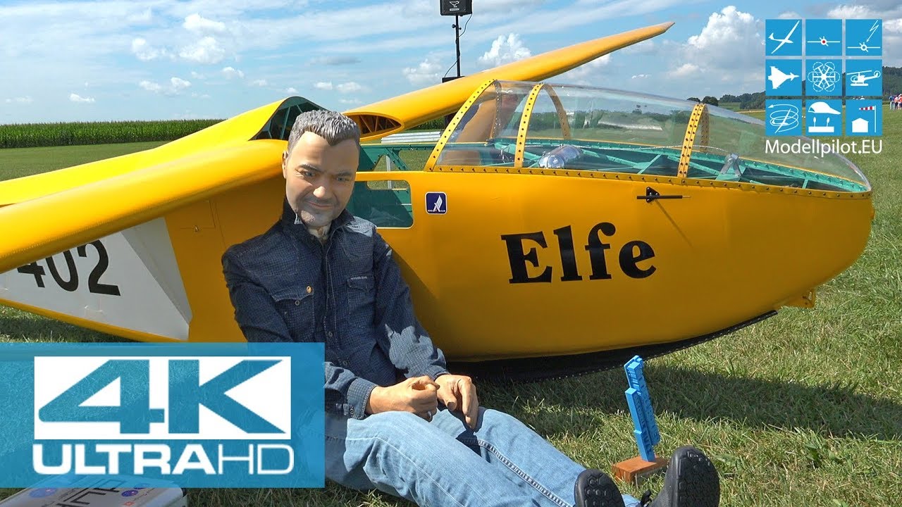 XXXL ELFE P2 100% M 1:1 FULL SIZE RC GLIDER PATRICK TRAUFFER AIRSHOW FLIGHT INTERVIEW [4K]