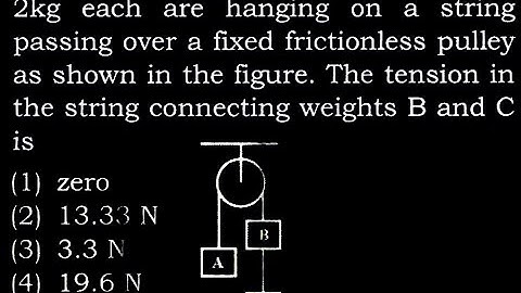TS 1Q43  Three equal weights A, B and C of mass 2kg each are hanging on a string passing over a fix