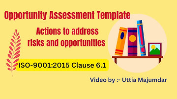 Clause 6.1 Actions to address risks and opportunities ISO 9001 2015 Opportunity Assessment Template