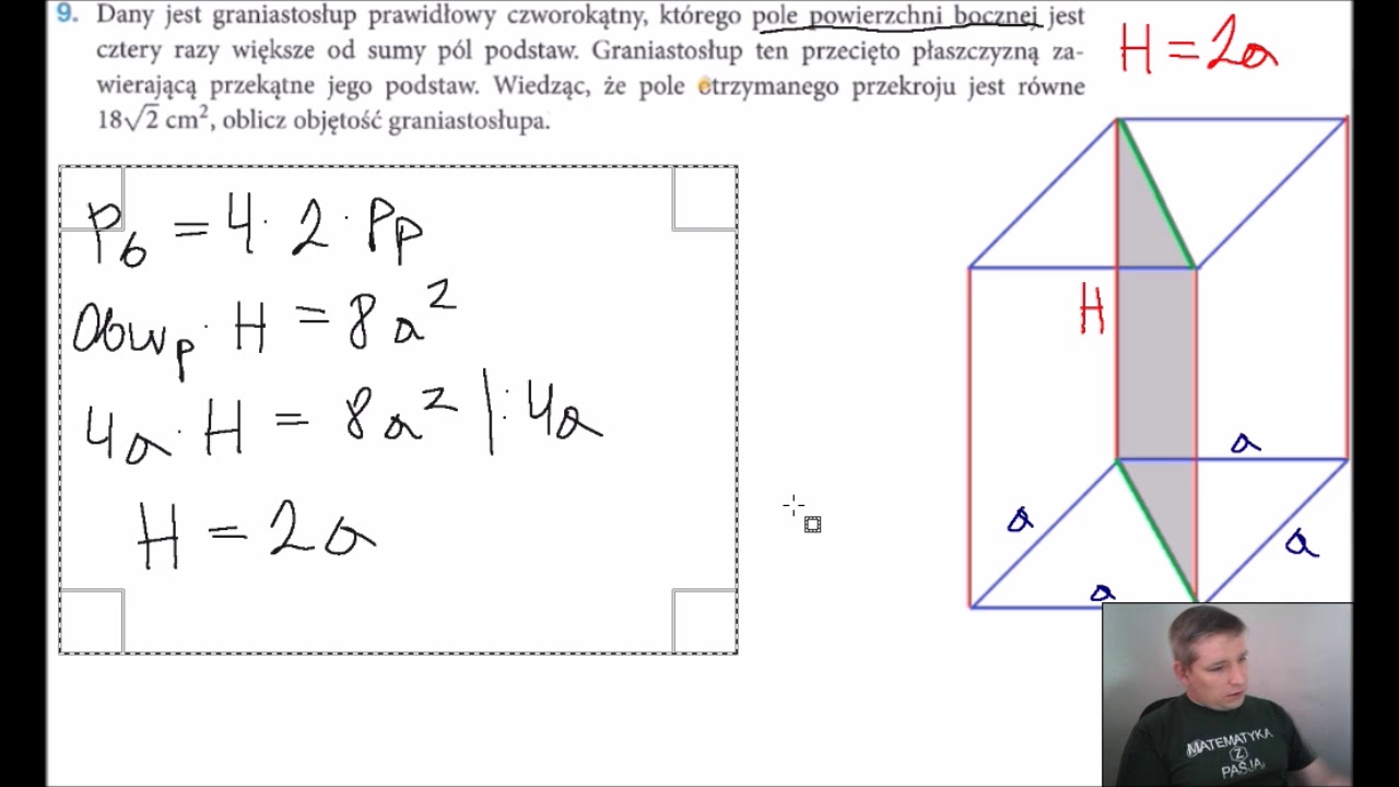 Teraz matura Stereometria poziom podstawowy zestaw A zadanie 9 - YouTube