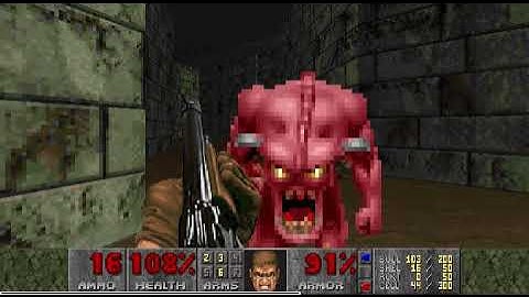 Doom, E2M1 - Deimos Anomaly,  Ultra Violence, All Kills, All Secrets, Pistol Start