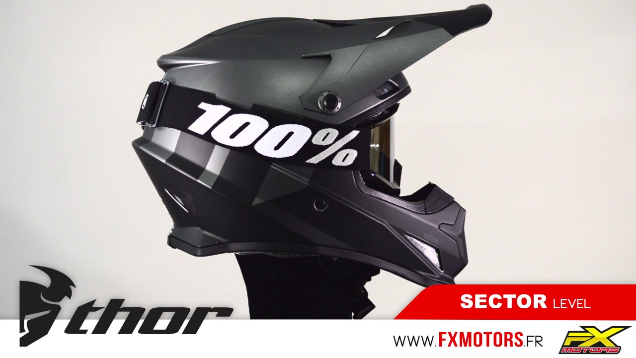 Casque Cross THOR MX Sector Level Noir Anthracite - YouTube