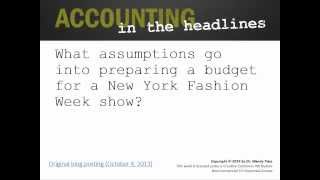 What assumptions go into preparing a budget for a New York Fashion Week show