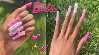 BARBIE inspired POLYGEL nail tutorial💕✨💅🏾