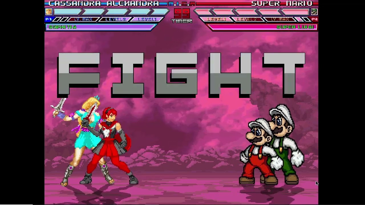 Karane MUGEN Battle #289: Cassandra Alexandra & Sophitia vs Super Mario & Super Luigi