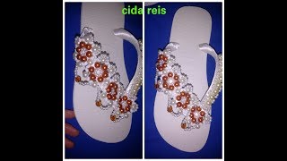 HAVAIANA BORDADA COM PÃ‰ROLAS FLORIDA CIDA REIS PASSO A PASSO