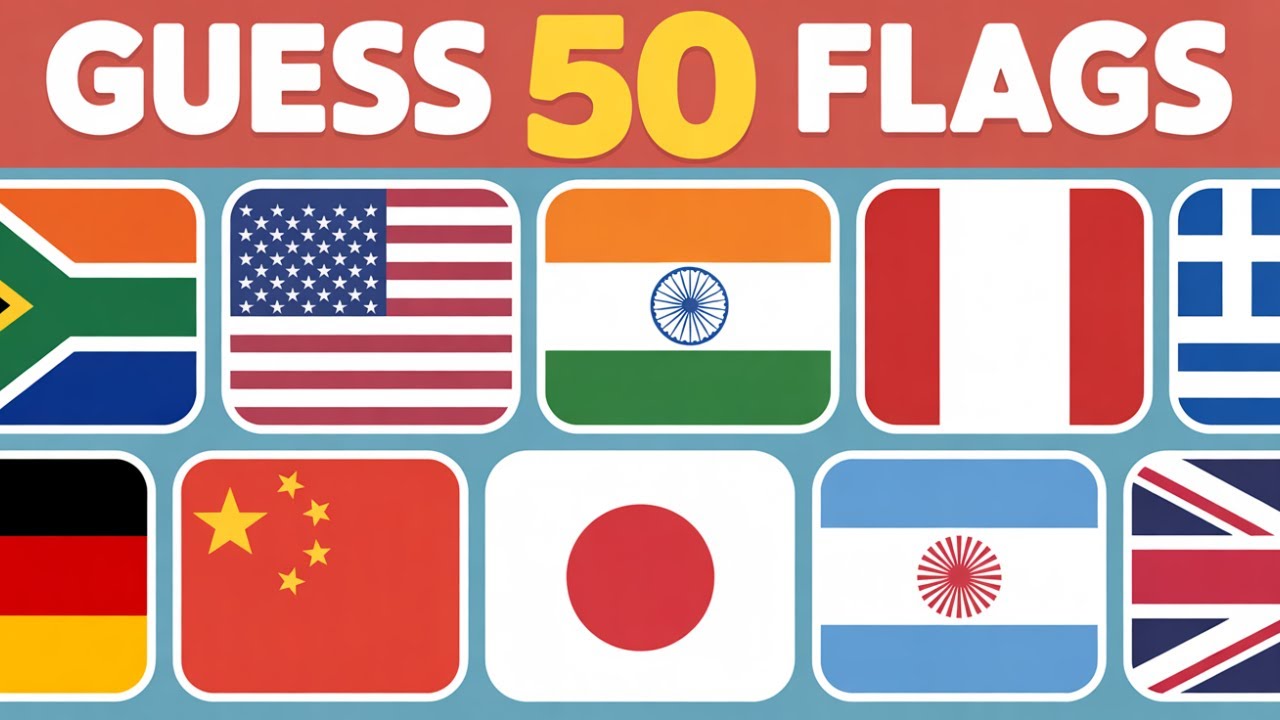 Guess the Country by the Flag Quiz 🌎 | Can You Guess 50 Flags ? - YouTube