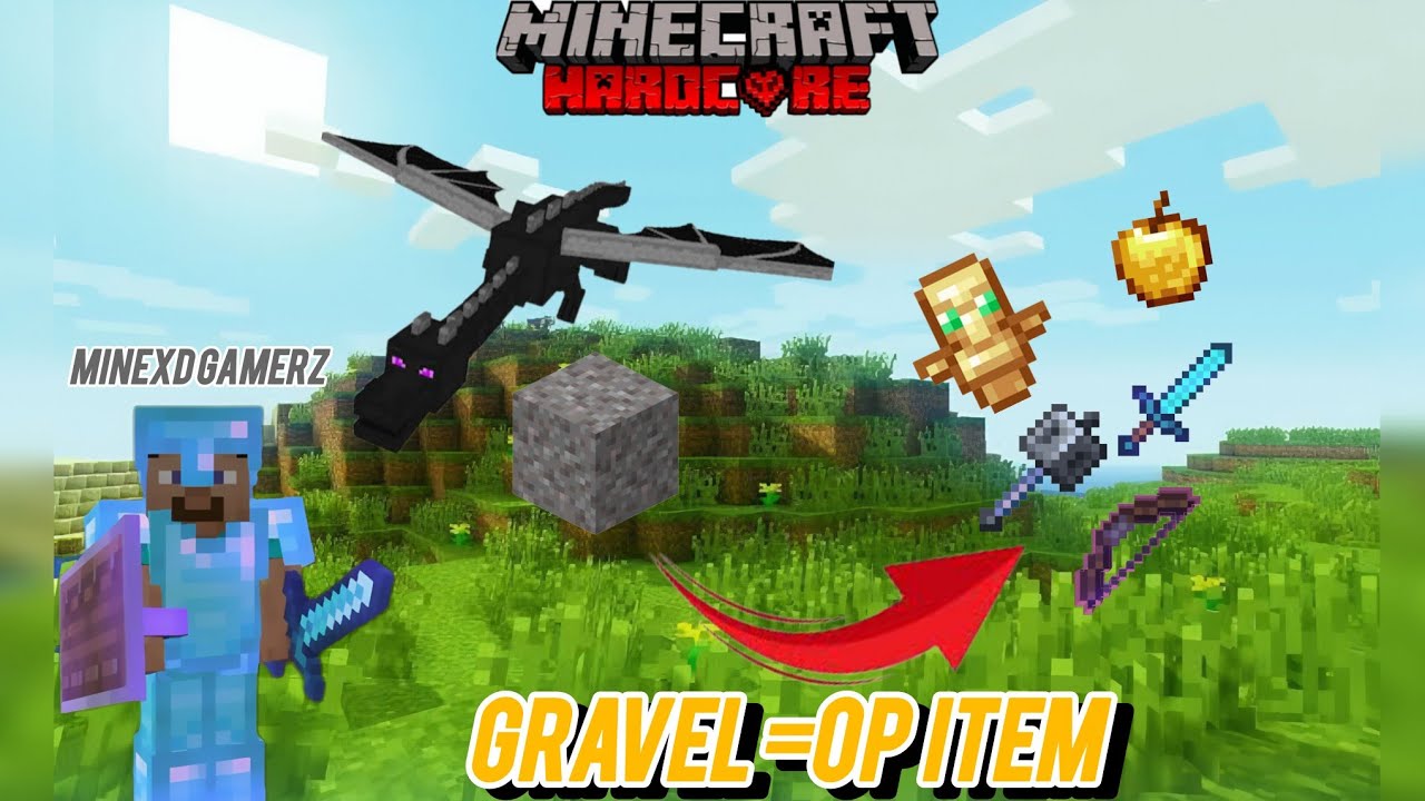 Minecraft but gravel gives OP Item .