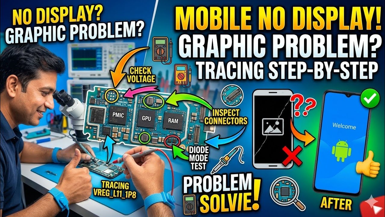 MOBILE NO DISPLAY GRAPHIC PROBLEM TRACING STEP BY STEP PROBLEM SOLVE ...