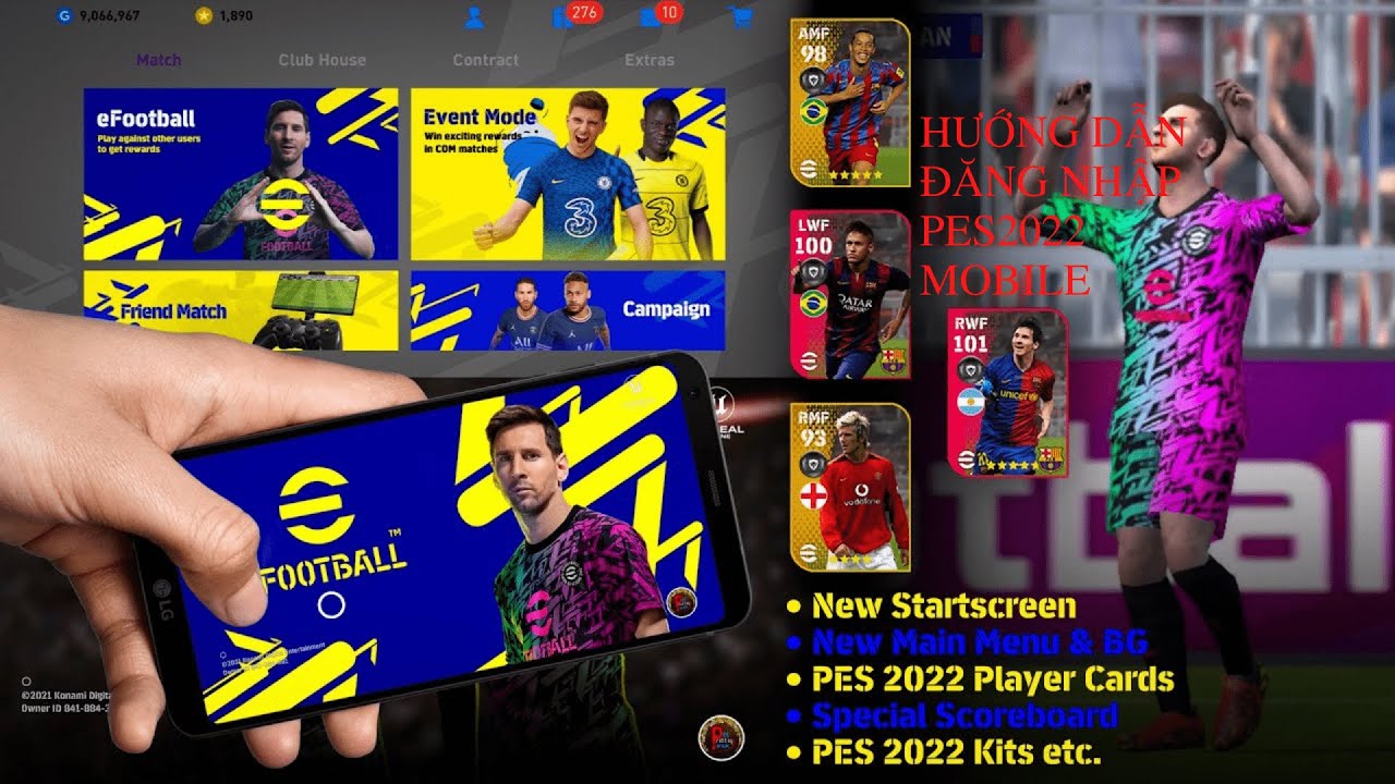 PES  2022 MOBILE || tần tật về pes mobile 2022 || hướng dẫn đăng nhập thành công 100%