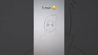 How to Draw Sasuke in 10sec, 10mins, 10hrs #shorts