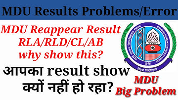 MDU results problem | RLA,RLD,CL,AB,result not shown many problems in mdu reappear results