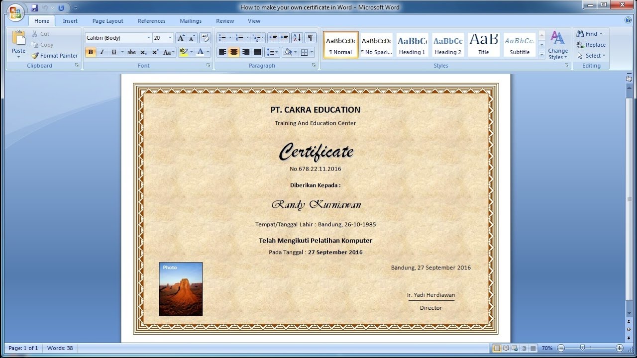 How to Make Your Own Certificate in WordLearn ms word easily