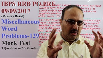 Miscellaneous Questions-129 | IBPS RRB PO PRE 09-09-2017 (Memory Based) Mock Test
