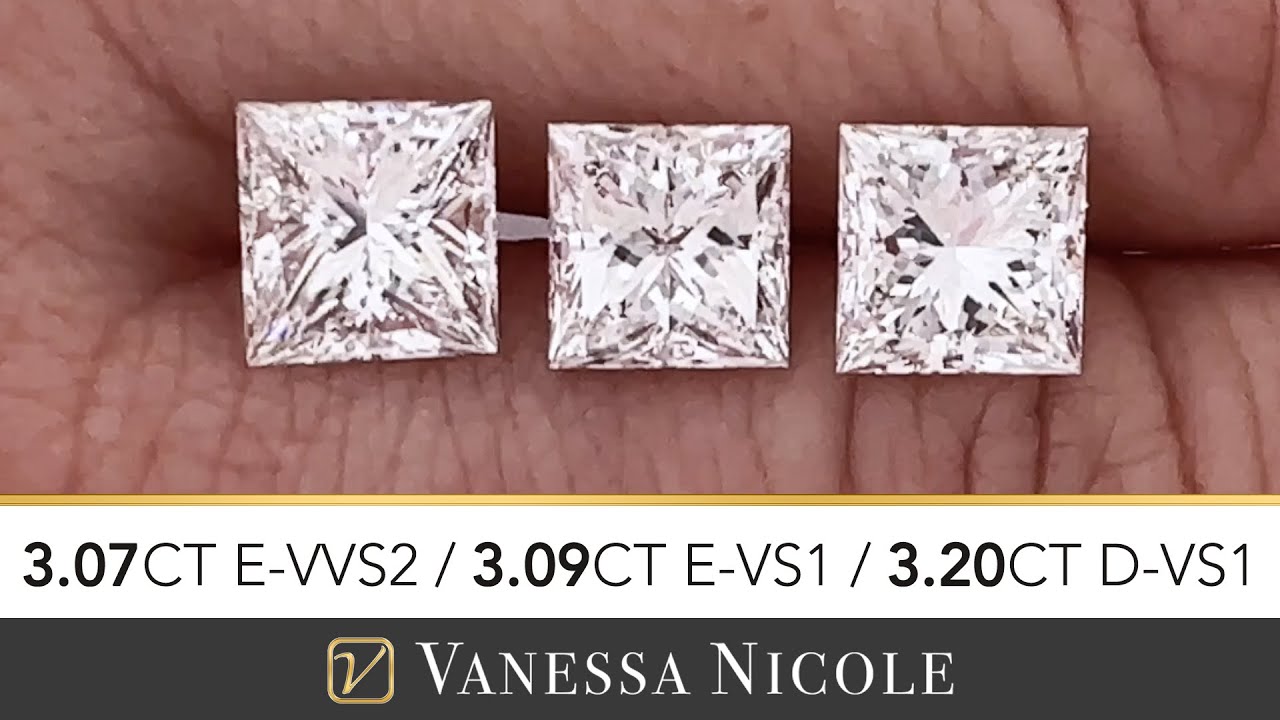3 Carat Princess Cut Diamond Square Shape Diamond Color Grade 