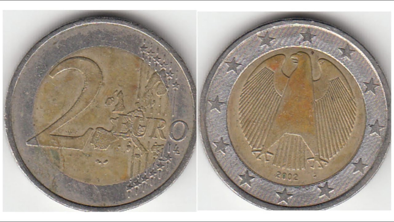 2 рубля 1 евро. 2 Евро Германия 2002 a. 2 Евро монета. Монета 2 евро 2002. 2 Евро RF 2000.