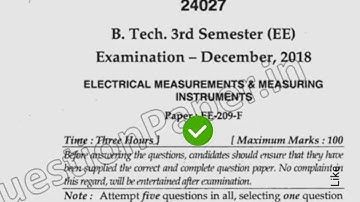 Mdu BTech EE 3rd Sem Electrical Measurements Question Paper 2018 #MduQuestionPaper