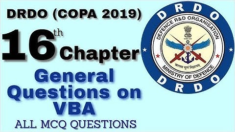 16th Chapter General Questions on VBA (DRDO COPA)