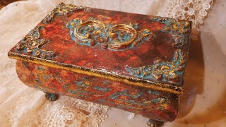 How I decorate Small Vintage Wooden Box, Decoupage,Gilding❤️💐 Маленькая Деревянная Шкатулка, Декупаж