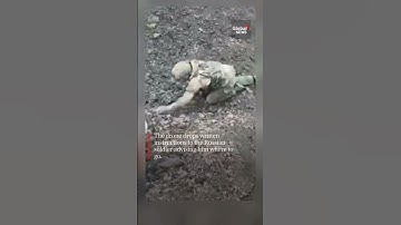 Thumbnail of Russian Soldier Surrenders to Ukrainian Drone Outside Bakhmut #military #shorts
